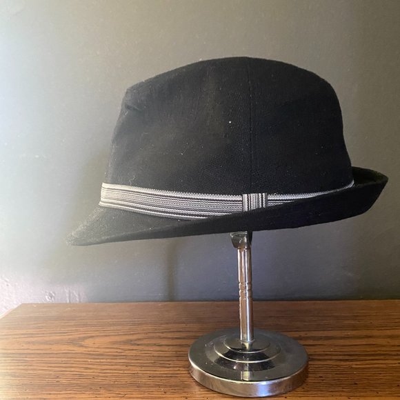 Other - Y2K 2000s Black L/XL Size Fedora Cap Hat with Stripe Band